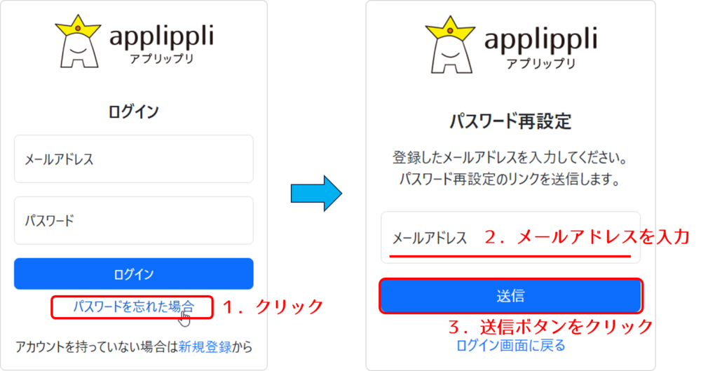 マイページ パスワード再設定